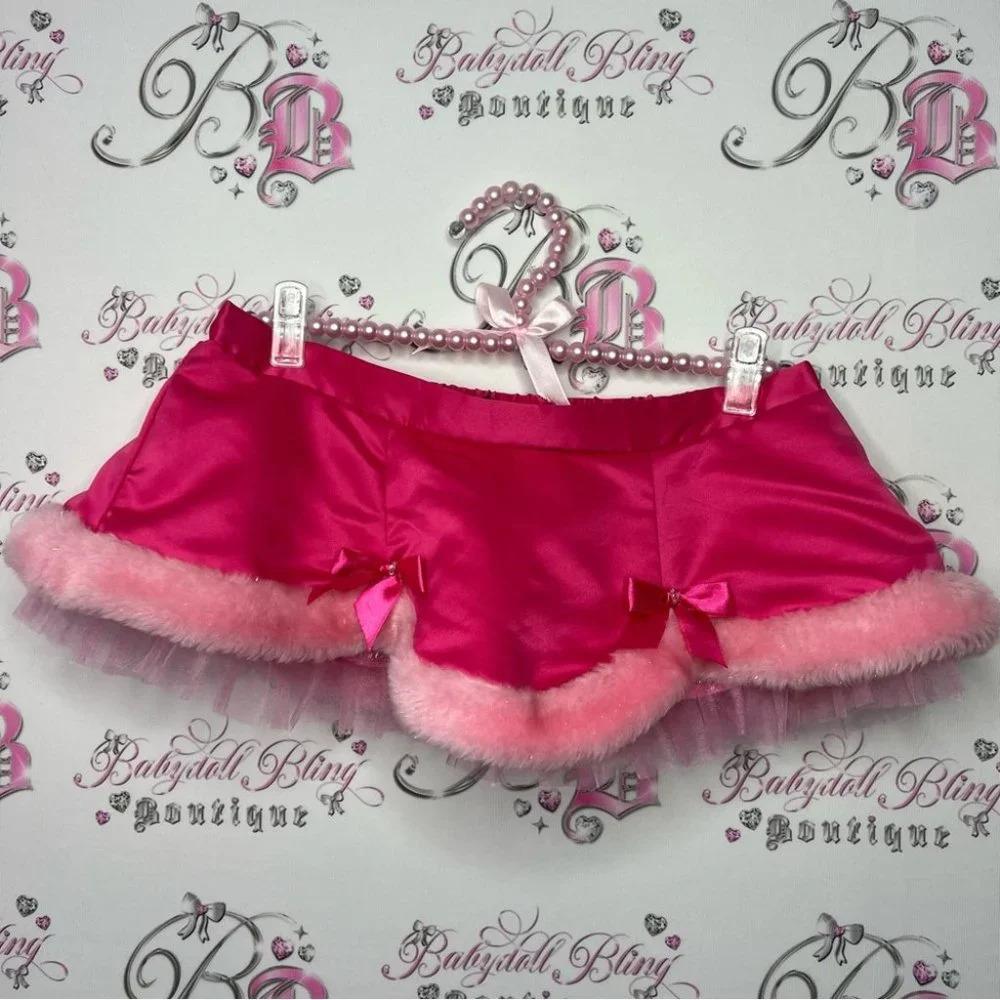 Victoria secret sexy little things skirt Christmas pink furry fur bottom sparkly